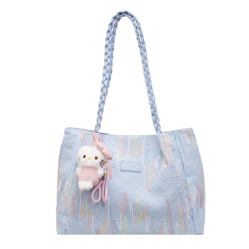 

Commuter to work canvas bag bag women s new trendy summer shoulder armpit bag casual large capacity tote bag Without pendant синий