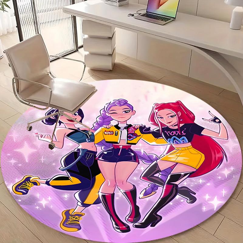 1pc KPop Demon Hunters15 Design Printed Area Round Carpet for Bedroom Living Room Home Decor Rugs Mat Non Slip Mat Rug for Bedside