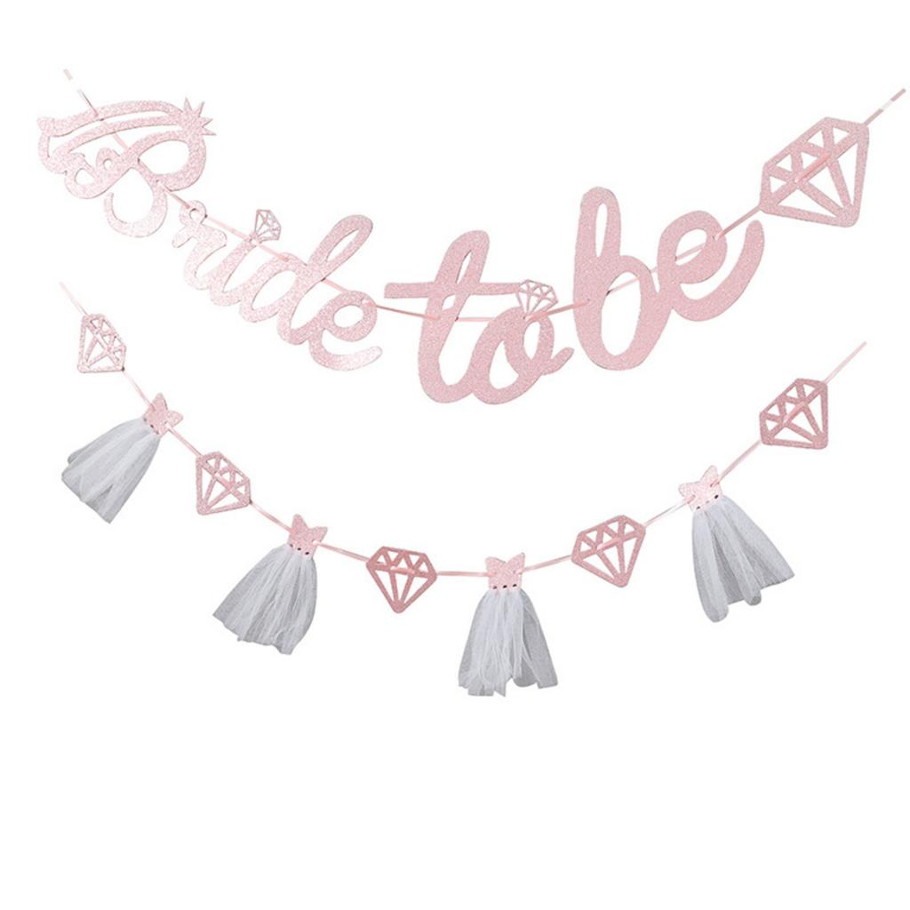 Bridal Shower Decorations, Bride To Be Banner, Wedding Dress Diamond Silver Glitter Bride Garland Bunting for Bridal Shower Party Decorations Supplies