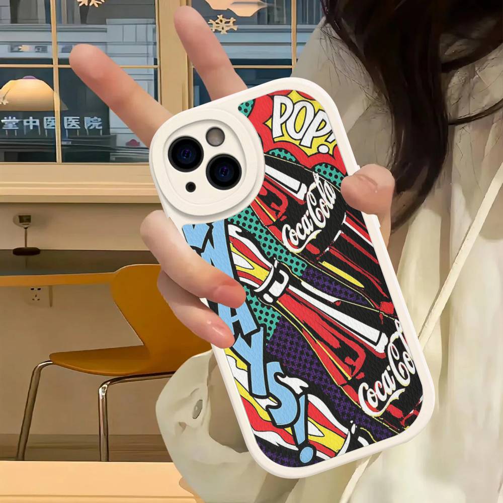 Hot C-Coca Drinks C-Cola Phone Case For Iphone 16 15 14 13 12 11 Pro Max Plus Leather Soft Back Cover
