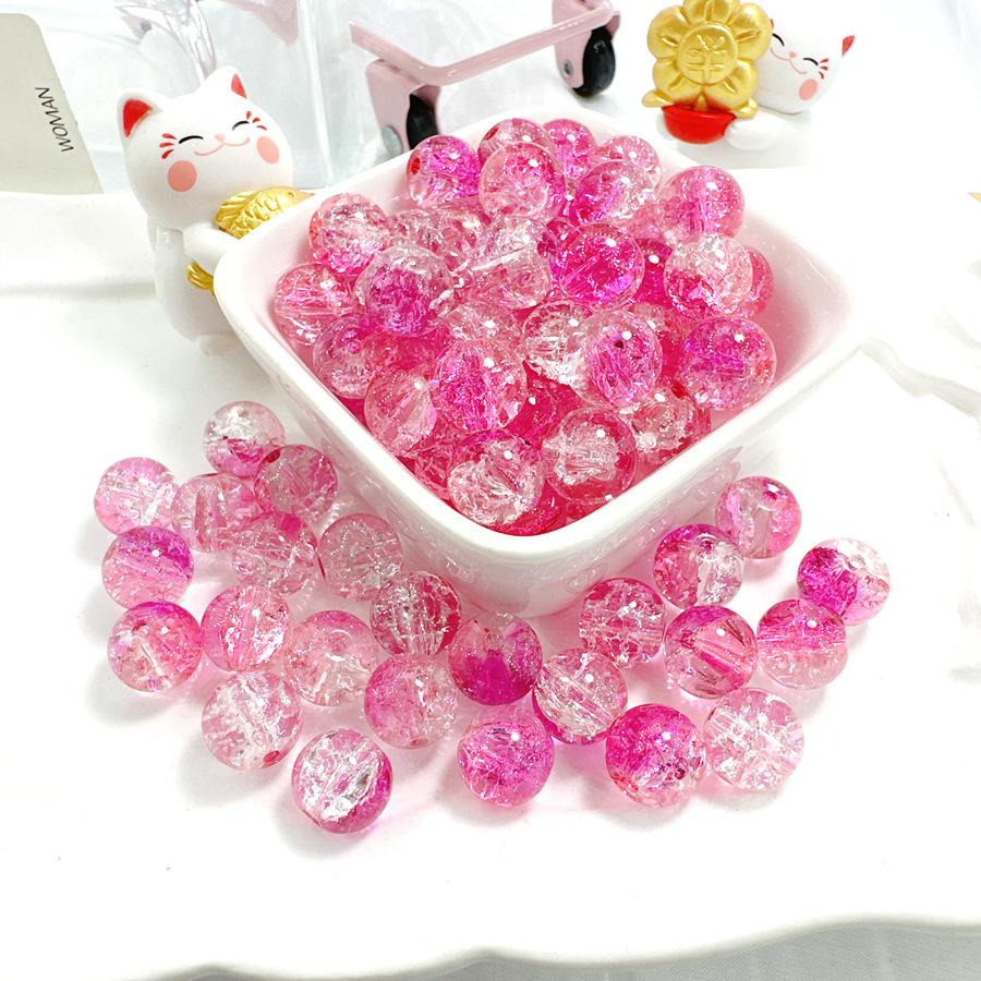 10mm Crackle Glass Round Beads, Loose Spacer Beads DIY Accessories for Bracelet Making 50pcs