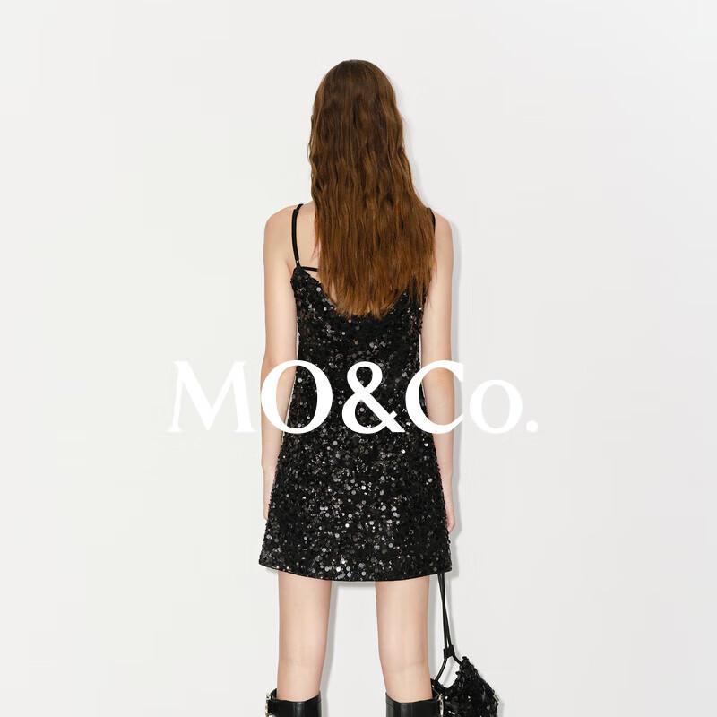 MO&Co. Qin Lan Collection Sequin Flocked V-Neck Dress