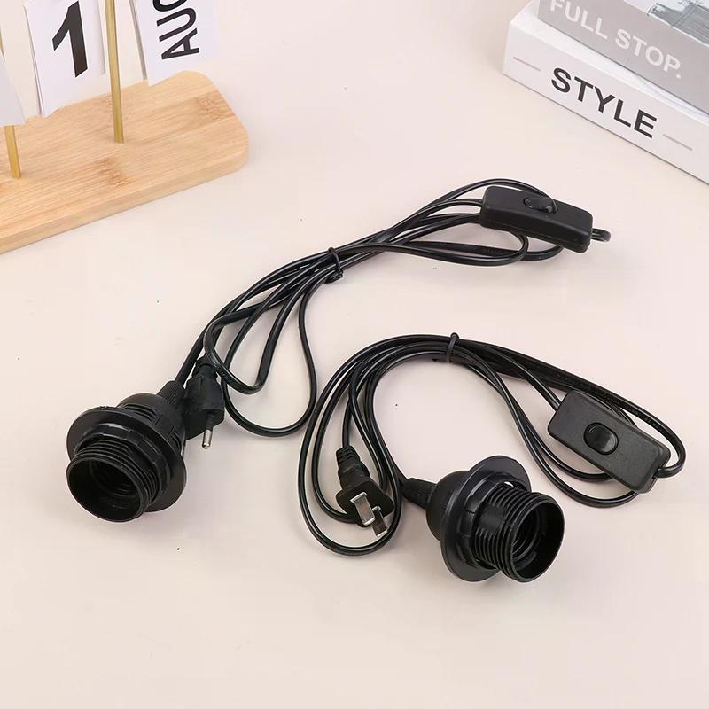 1.8M EU/US Plug E27 Full Teeth Lamp Base Holder Power Cord Hanging Pendant LED Light Fixture Socket Cord Adapters With Switch
