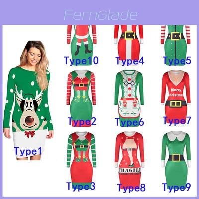 Elegant Womens Knitted Christmas Elf Costume Jumper Dress With Sexy Tight Fit