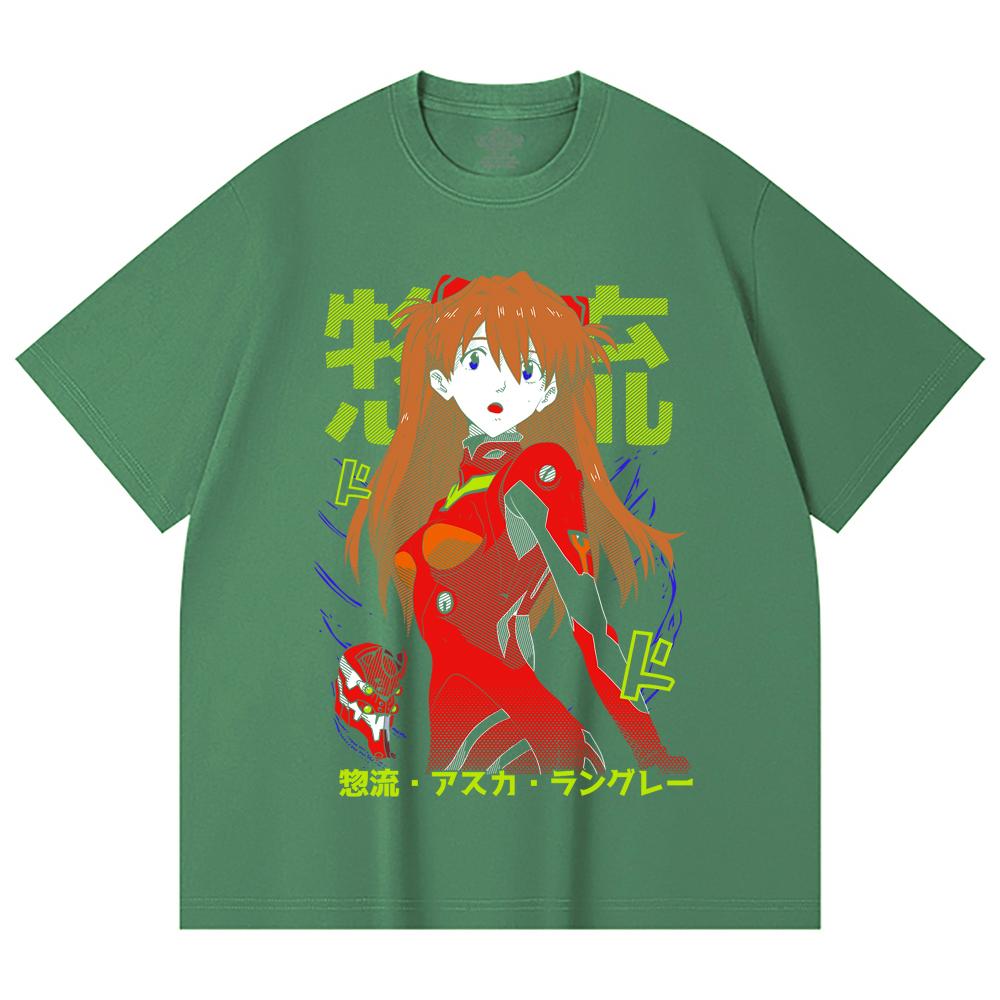 230 Gsm 100% Cotton Evangelion V10 Asuka Print Unisex Heavy Cotton T Shirt