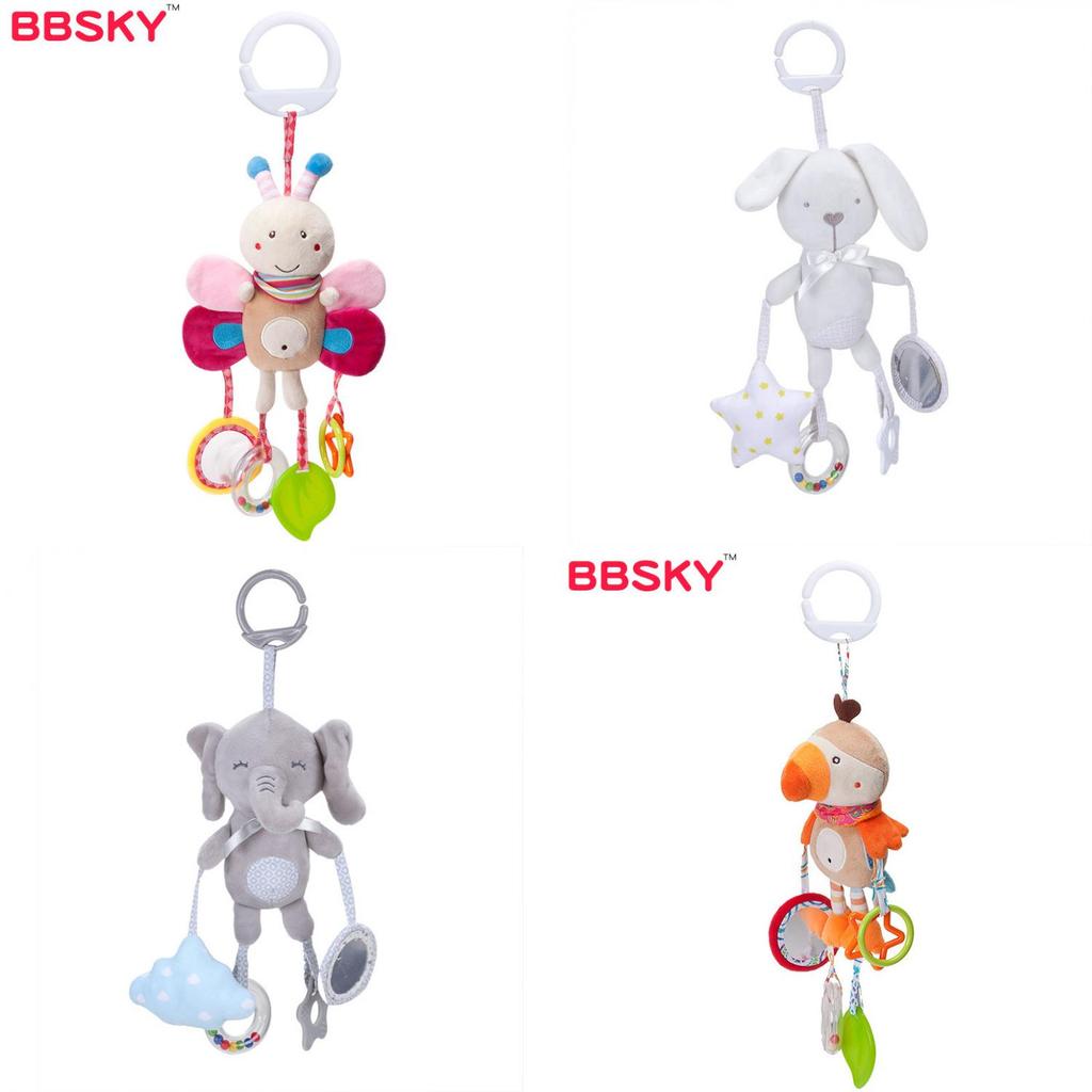 Infant Plush Rabbit Cat Dog With Music And Hanging Loop For Touch And Visual Stimulation