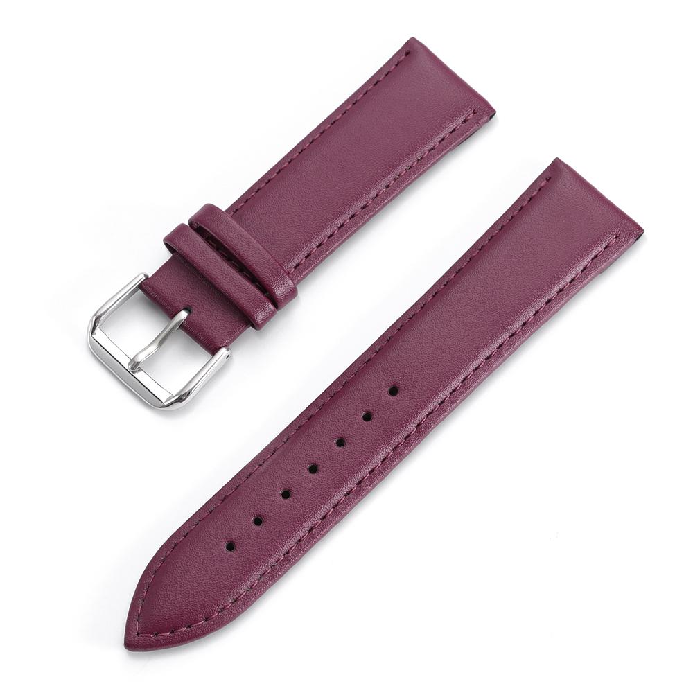 Universal Calfskin Leather Watch Strap Soft Material Watch Band 12/14/16/18/20/22mm Wristbands with Silver Stainless Steel Clasp