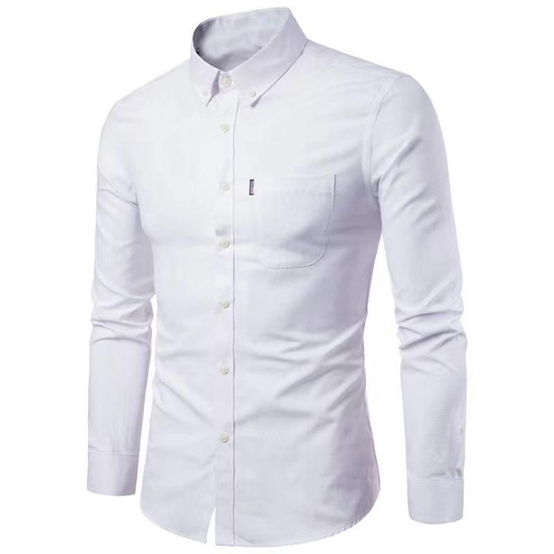 Herren Slim Fit Oxfordhemd Lässig Langarm Button-Down Business Oberteil
