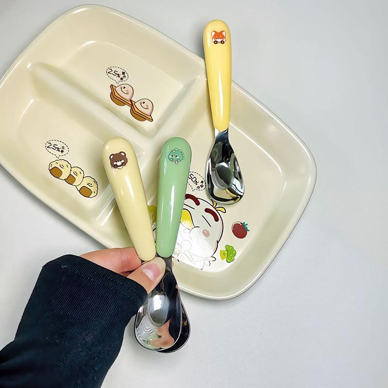 Spoon Kawaii Household Fall Prevention 304 Stainless Steel Baby Children Complementary Food Spoon Tableware Girl