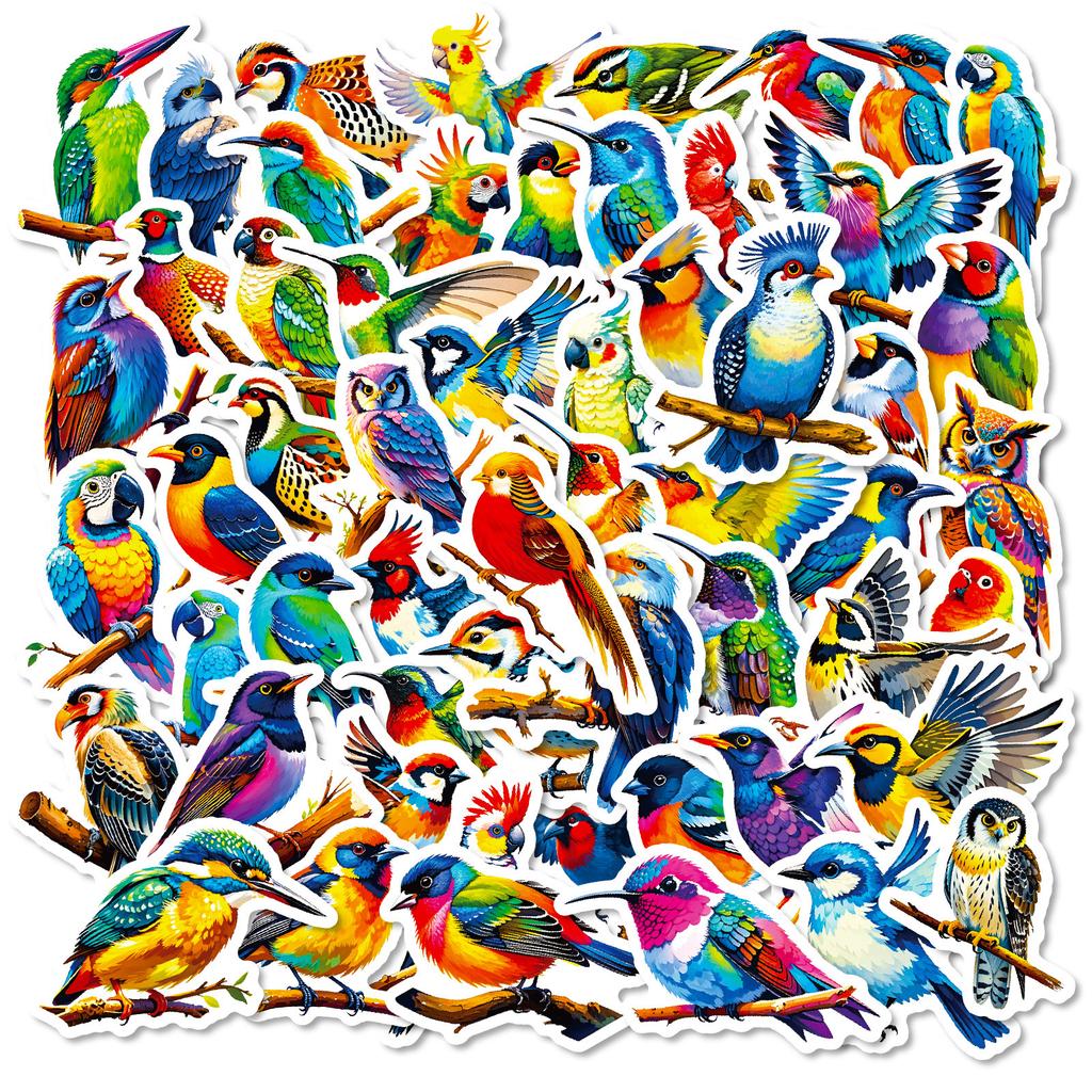 56/112 Stück Bunte Vogel Kritzel Aufkleber Klares Muster Rückstandsfrei Klebend für Handy Fenster Kühlschrank Möbel Umschlag Abziehbilder