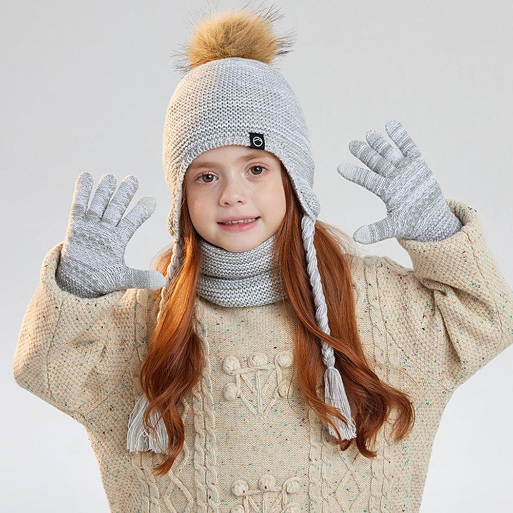 Windproof Toddler Bonnet Plush Beanies Hat Fashion Pompom Knitted Hats Outdoor