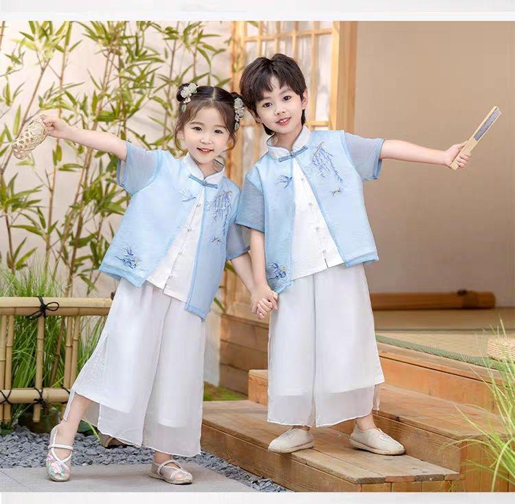 Traditional Chinese Hanfu for Kids: Tang Dynasty-Inspired Outfits for Boys and Girls, Perfect for Performances and Sibling Matching.