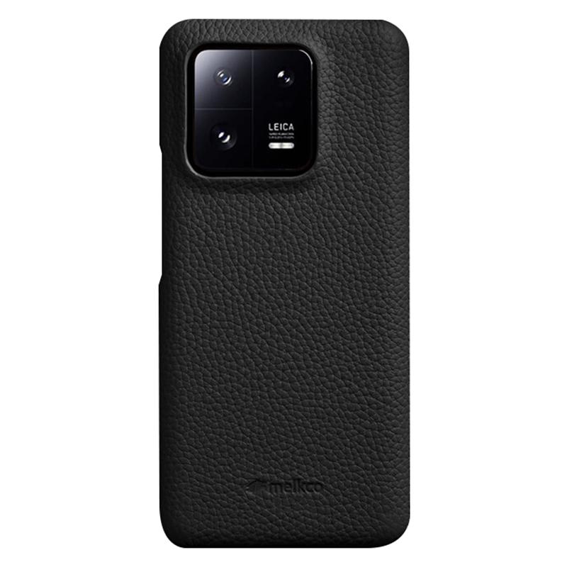 

Чохол для мобільного телефону MELKCO для Xiaomi 13 Pro 5G, ПК з покриттям з натуральної коров ячої шкіри, протиударний чохол Black