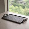 Leather Tray with Handles Low-Profile Rectangular Tray with Metal Handles Modern Luxury for Interior Designers, Coffee Table