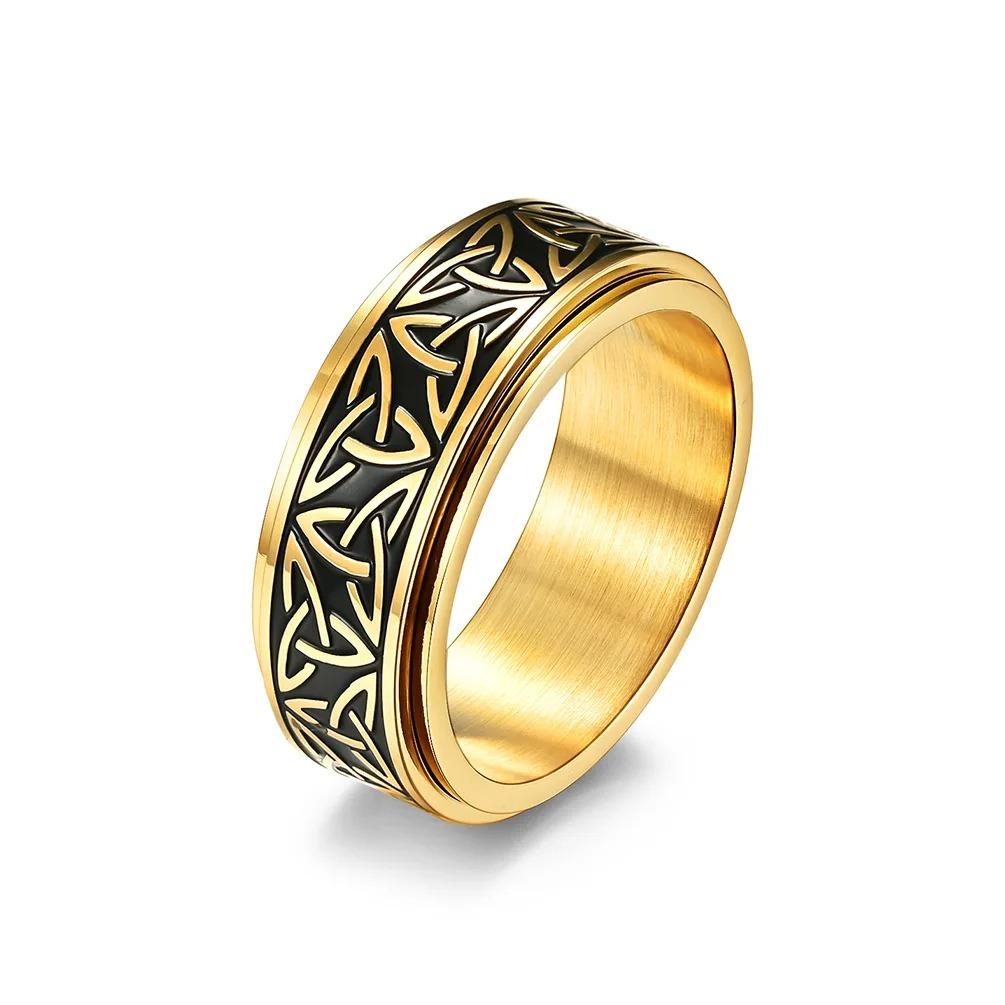 Vintage Viking Rune Rings For Men Women Retro Viking Stainless Steel Rotatable Fidget Anxiety Spinner Ring Retro Amulet