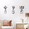 3 Pcs Black Metal Flowers Wall Decor - Metal Vase Wall Art. Hanging Metal Wall Sculptures for Indoor Spaces Like Kitchen