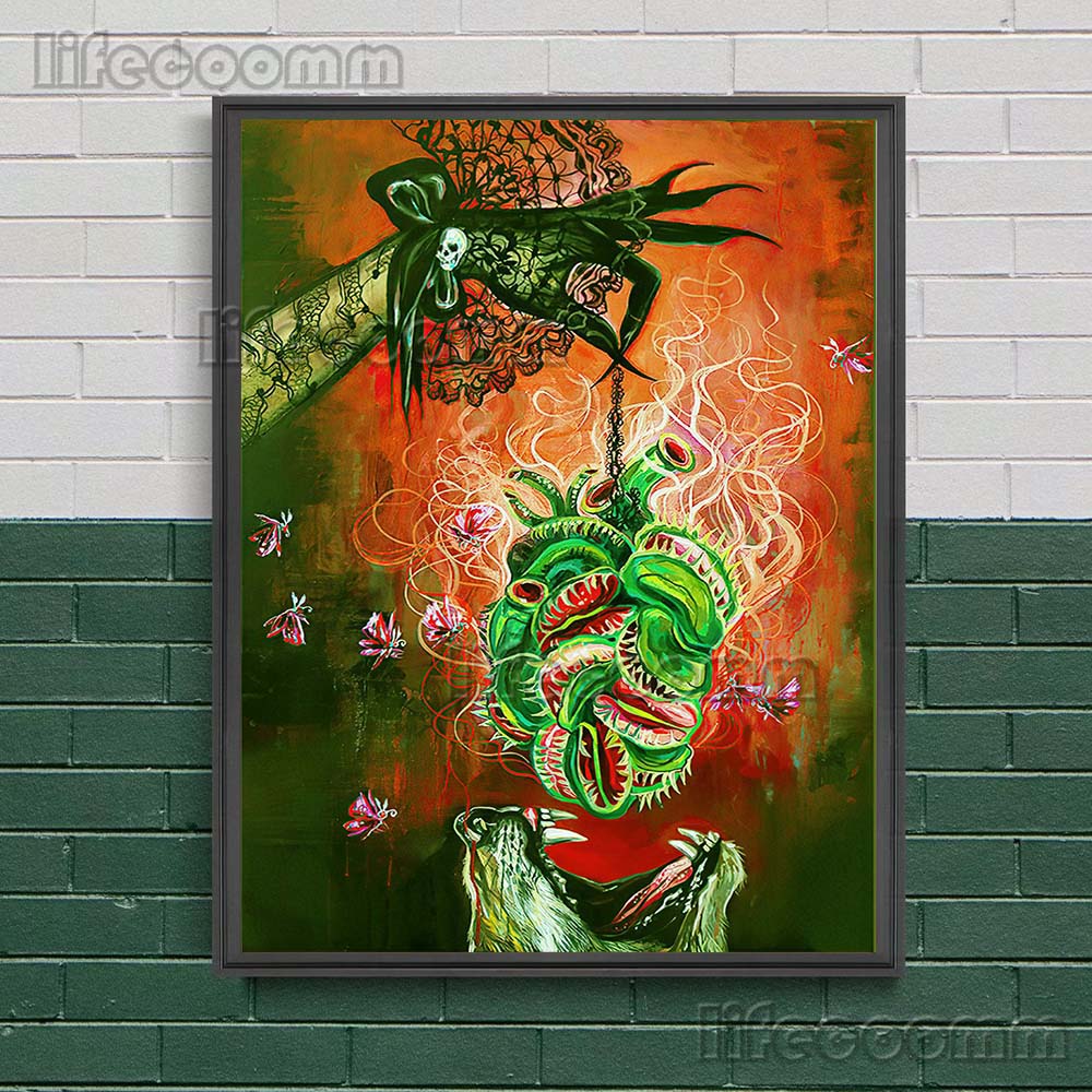 Gotycka Konstelacja Wiedźma Surrealistyczny Wydruk Sztuki Czaszki Dekoracja Ścienna Sztuka Płótno Malowanie Wystrój Domu Straszny De Wicca Plakat Wydruk Bez Ramki