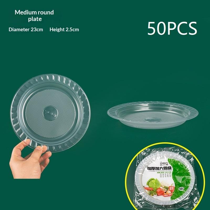50Pcs Disposable Circular Fruit Plates Transparent Plastic Snack Plates Plates Multifunctional Food Home Kitchens Round 8inch