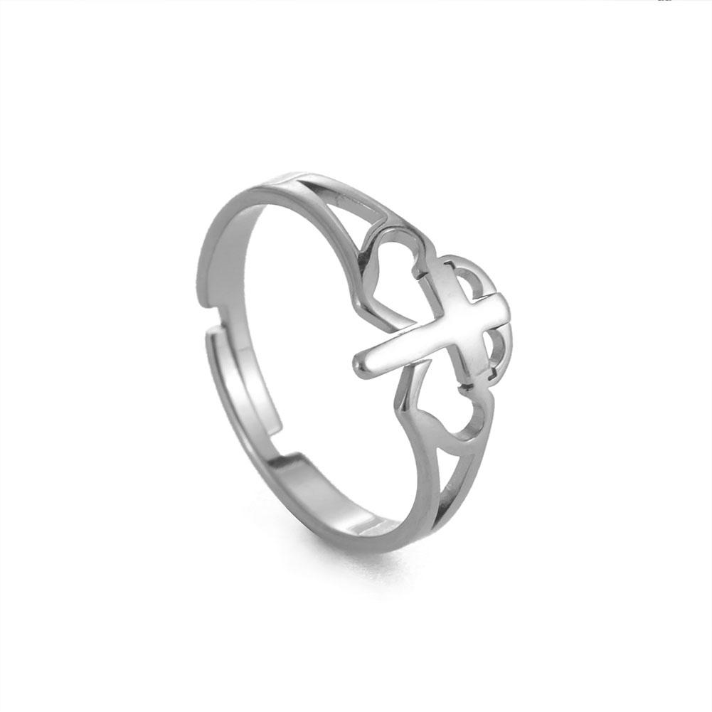 Cazador 2026 Trend Cross Ring Gold Color Open Finger Rings for Women Christian Jesus Stainless Steel Jewelry Friends Gifts New
