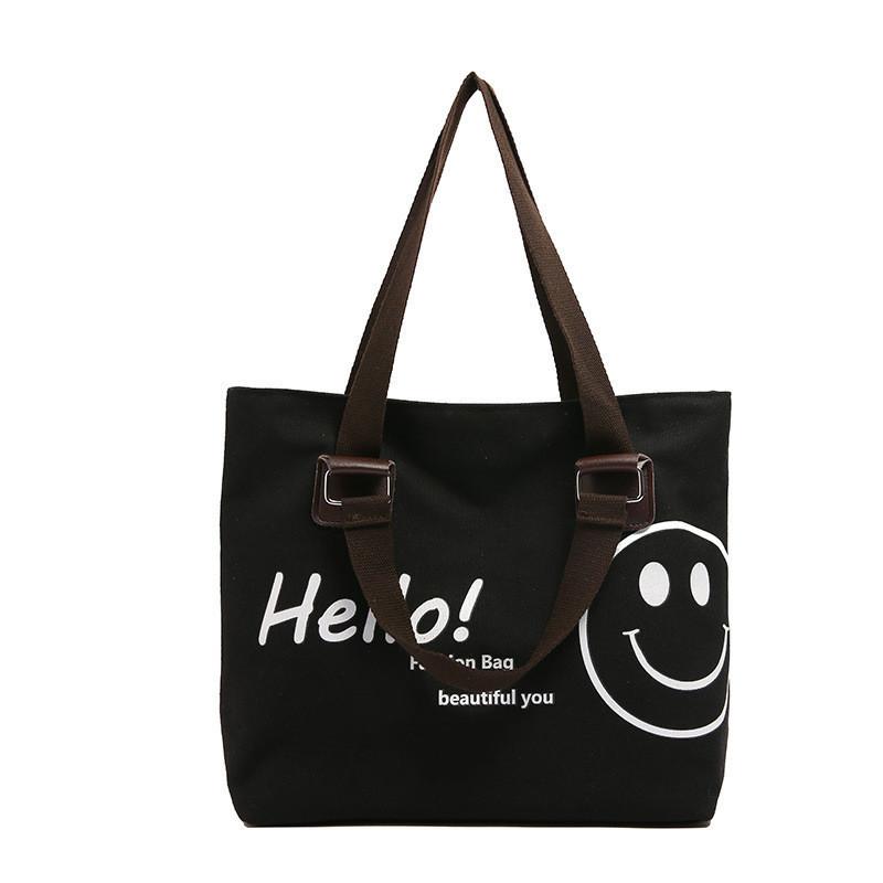 Trendy Korean Canvas Large Tote Bag For Women 2024 New Spacious Shoulder Bag