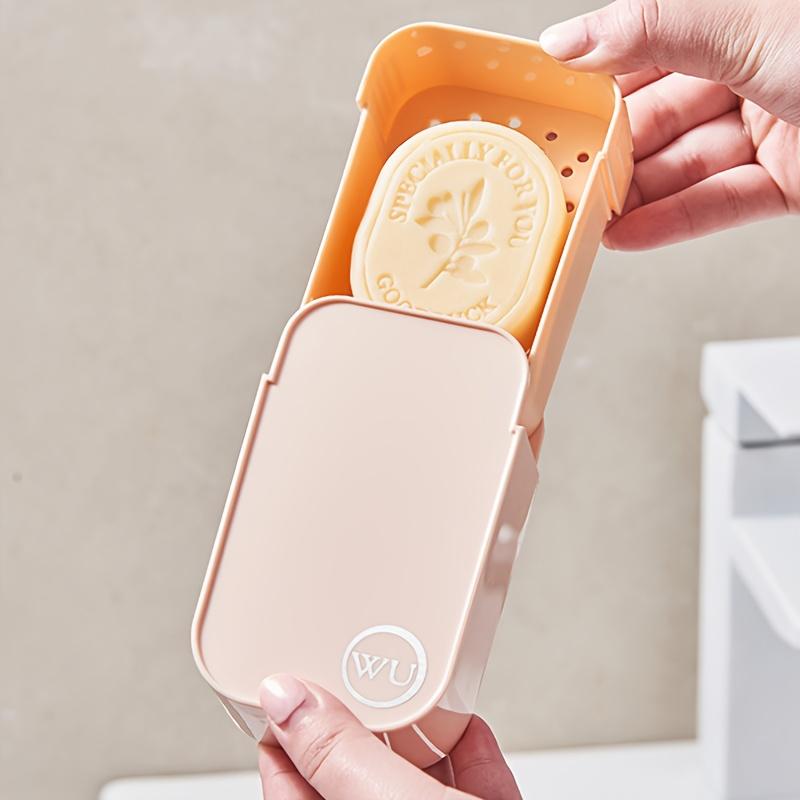 

1PC Portable Travel Soap Box with Drainage Layer, Travel Soap Container, Soap Rack, Anti-skid Soap Rack рожевий