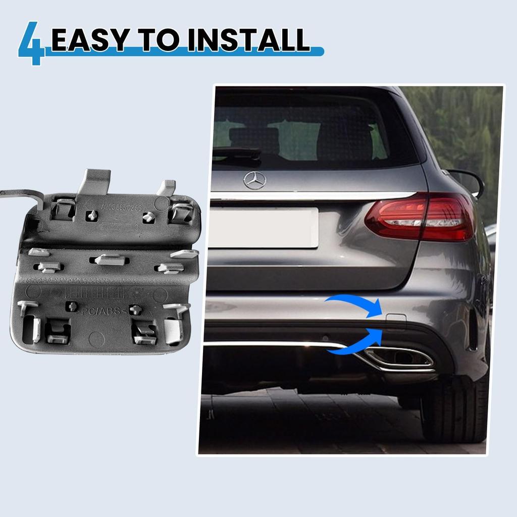 Rear Bumper Tow Hook Cover for Mercedes Benz C Class W205 Sedan C300 C400 C43AMG 2019 2020 2021 Towing Hook Eye Cap 2058853303 Right Passenger Side