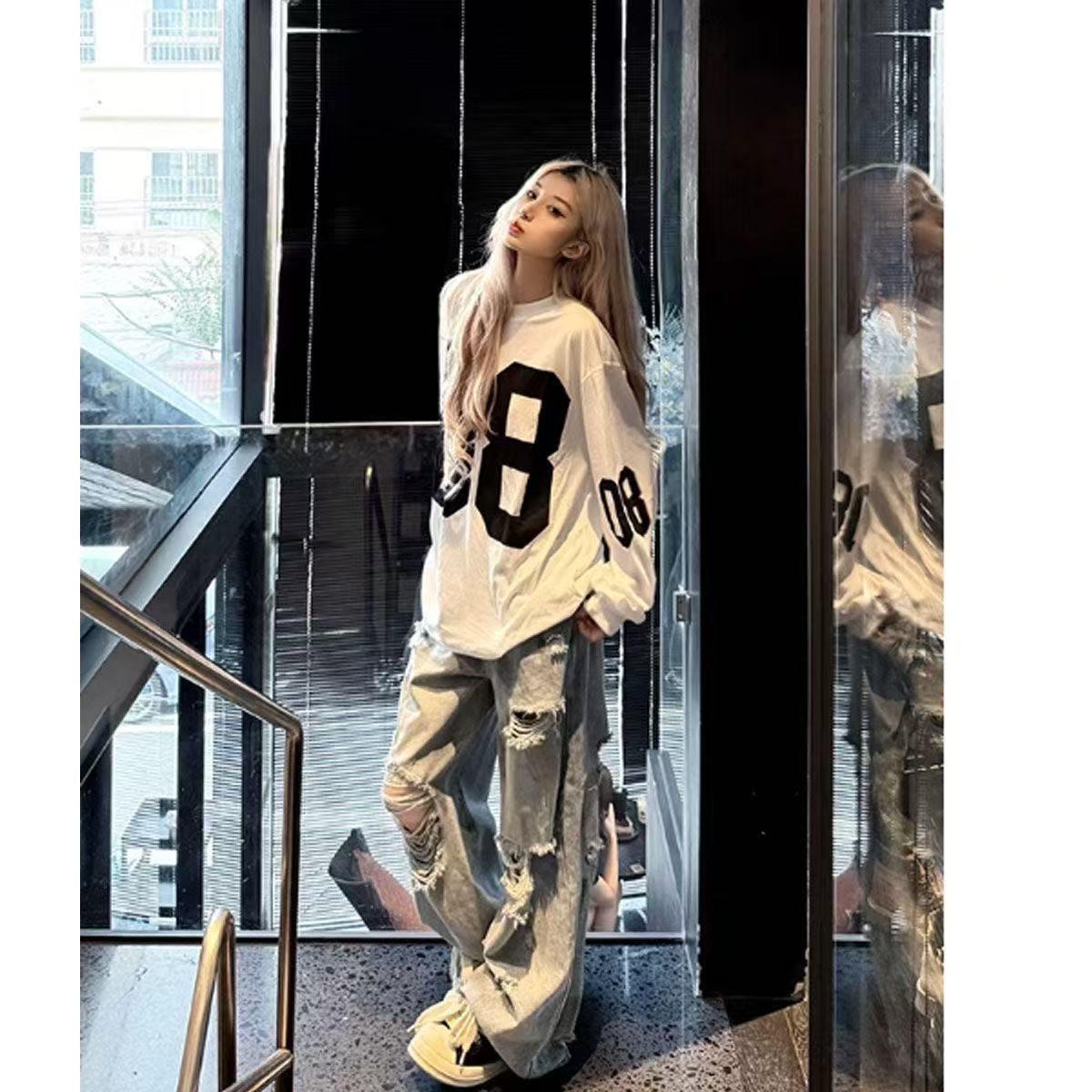 

Women s Autumn Retro Digital Print Cotton Long Sleeve T-Shirt 2XL (130-145 jin)