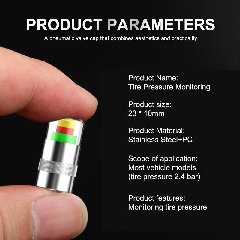 4Pcs/Set Car Tire Pressure Indicator External Alert Monitoring Gauge Cap Sensor Valve Detection Monitoring Alert DIY Accessory 4pcs