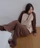 Sayu Striped Brush Elastic Pants Brown