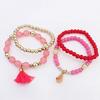 4Pcs/Set Women Ethnic Multilayer Resin Beads Tassels Cuff Bracelets Fashion Jewelry