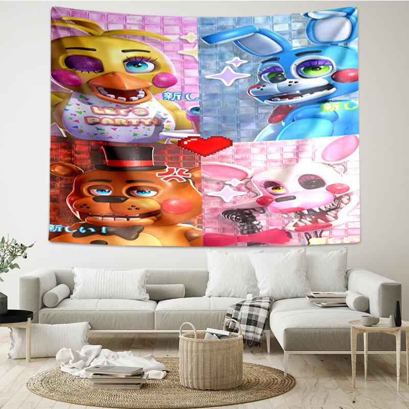 Five Nights Party Tapestry, Unique Design Tapestry, Wall Decor for Bedroom,Livingroom, Playroom,Heartwarming Fan Holiday Gifts