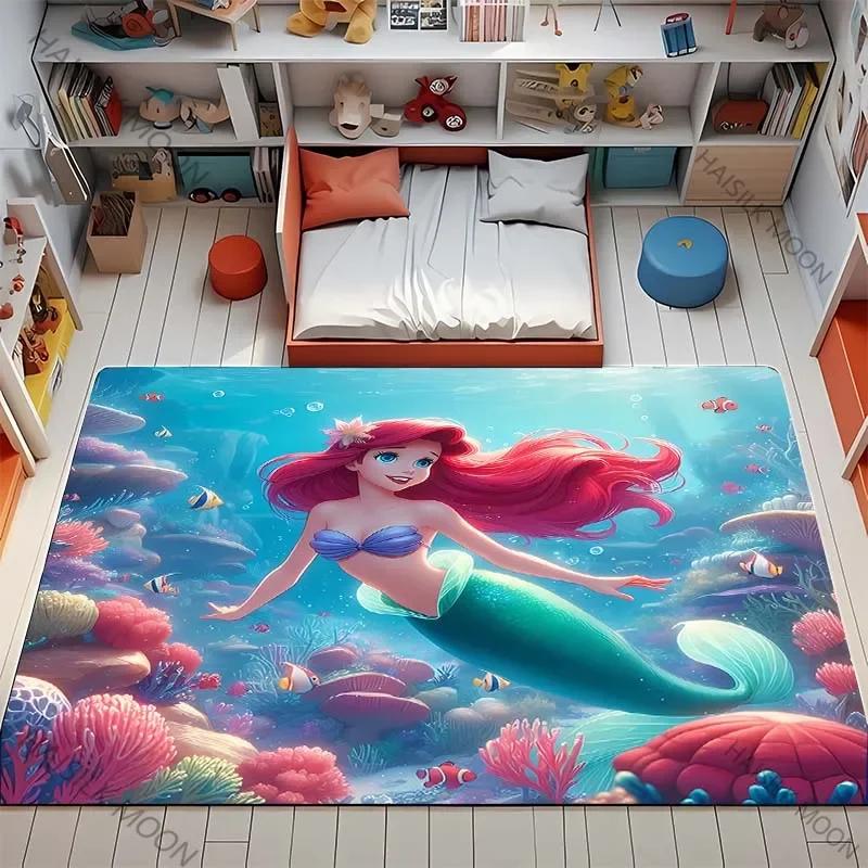 3D Printing Little Mermaid Ariel Princess Cartoon Carpet!Lving Room Bed Mat,Non-slip Durable Rug,Modern Simple Style Great Gift