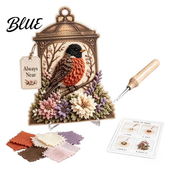 3D Fabric Wall Floral Cottage DIY Bird Art Kit Decor Poke Memory Lantern Style Room