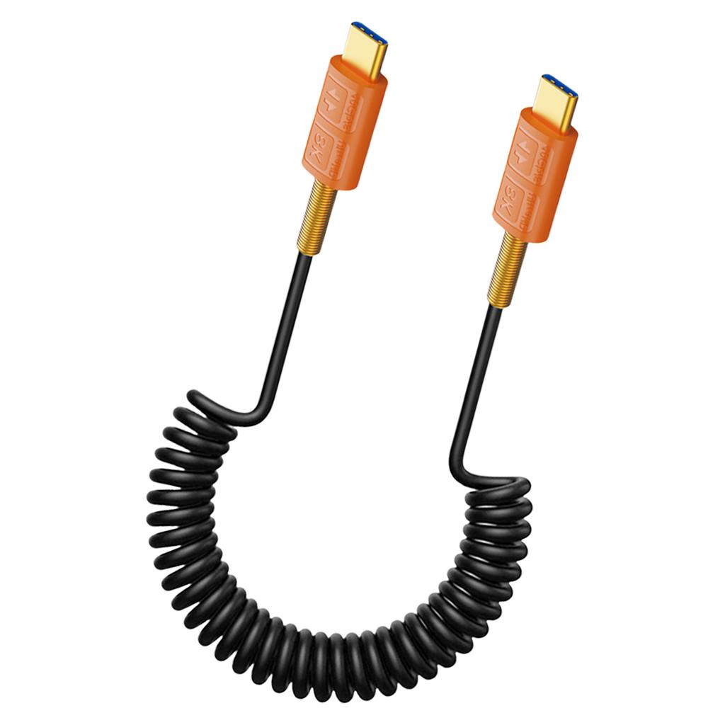 USB4 Type C Spring Coiled Cable Cord 240W Power Delivery Support 40Gbps Data Transmission Speed 8K 60Hz Resolution