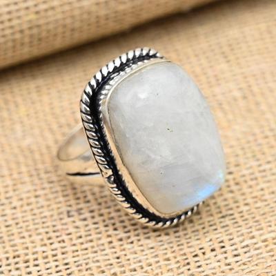 Rainbow Moonstone Gemstone Handmade Solid 925 Sterling Silver Ring Jewelry