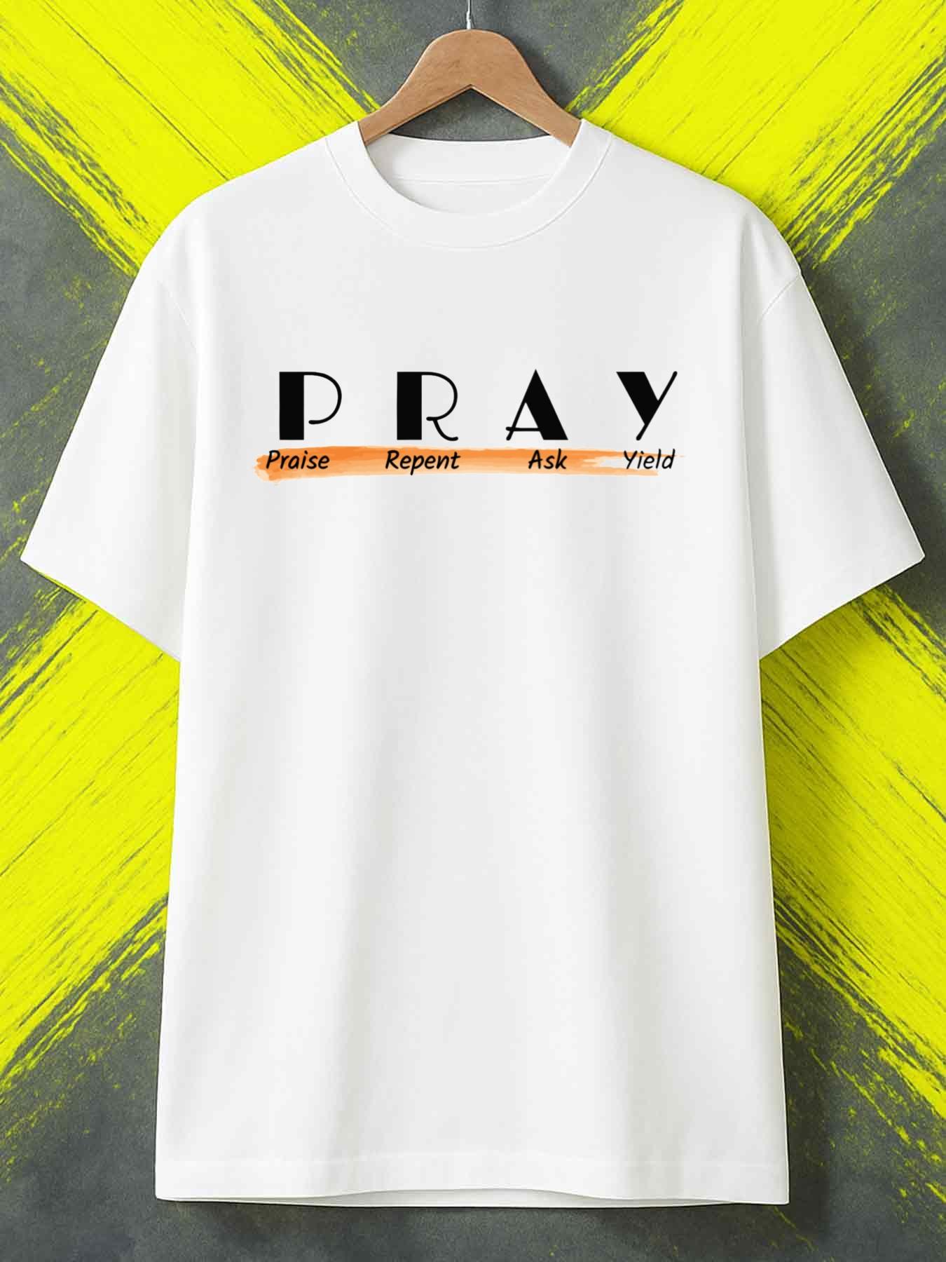 Men s T-Shirt Y2K Christian Faith with Pray XL