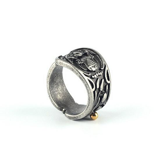 

Модное ретро кольцо для пары с монетой цвета хаки - Креативный дизайн из титановой стали для мужчин и женщин Size 8 античный серебряного