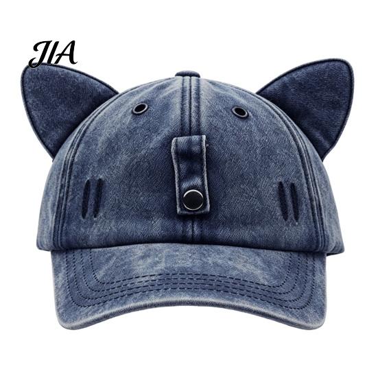 Adjustable Sun Hat with Sunglasses Cat Ear Trucker Hat, Baseball Cap Detachable Sunglasses, Curved Brim Protection Pilot Style for Outdoor Travel