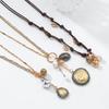Bohemian Style Multi-Layer Rope Chains Metal Round Coin Badge Pendant Necklaces For Women Holiday Party Jewelry Neck Accessories