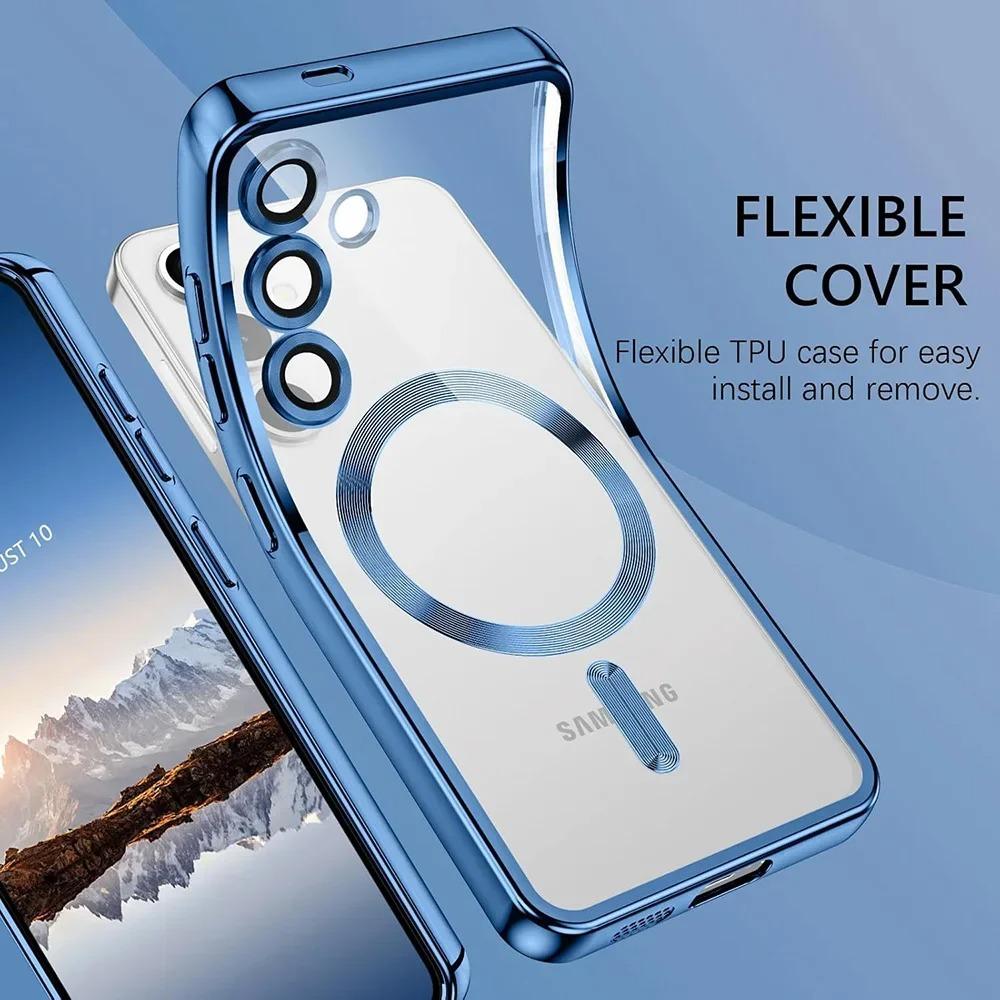 Luxury Plating For Magsafe Magnetic Case For Samsung Galaxy S25 S24 S23 Ultra Plus S 25 FE S25Ultra Silicone Clear Soft Cover