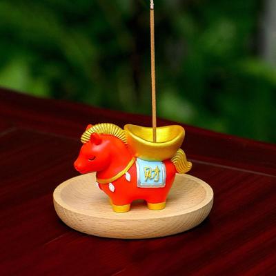 Creative Zodiac Pony Incense Burner Resin Pony Shape Incense Stick Holder New Year Ornamental Horse Year Indoor Incense Burner