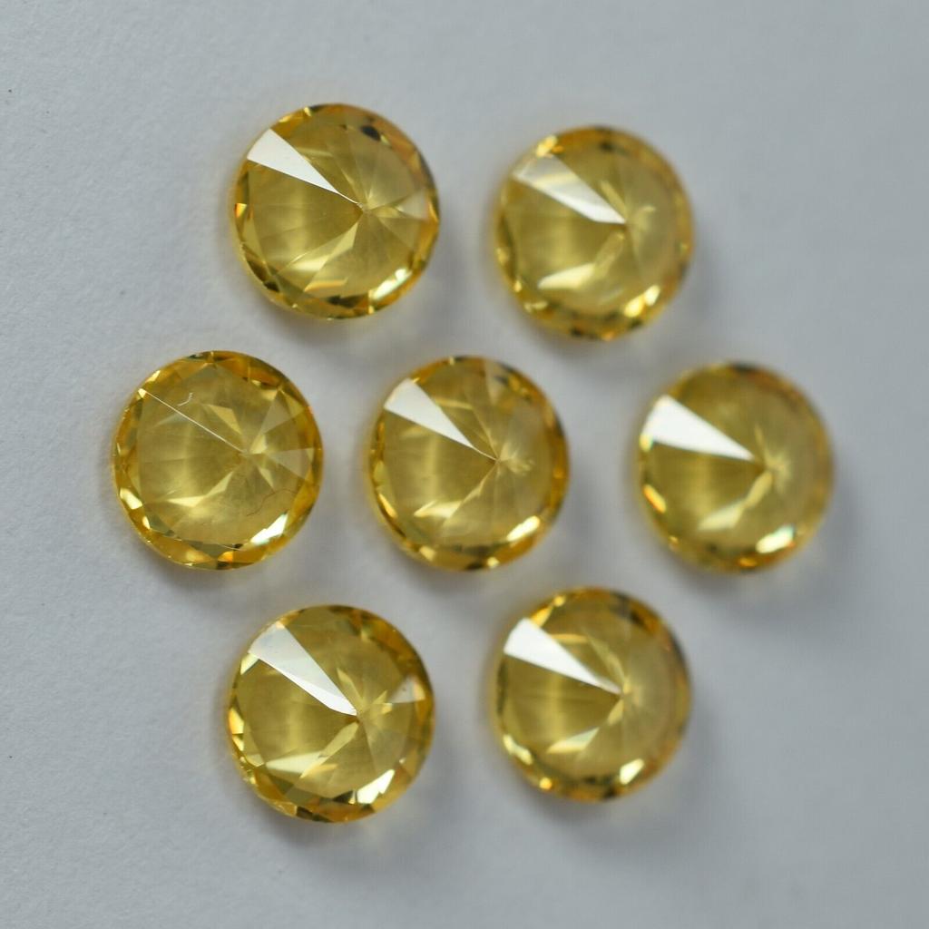 Natural Yellow Sapphire Ring Size Round Lot CERTIFIED Gemstone 5x5 MM Size 8 Pcs Y- 1021084