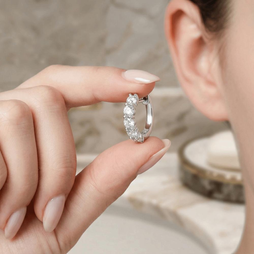 Temperament Crystal Studded Earrings Minimalist Plain Round Earrings Small Hoop Earrings  Wedding