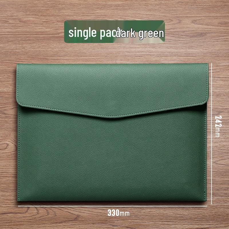 

Кожаная папка-регистратор формата А4: Водонепроницаемый, утолщенный органайзер для деловых документов с застежкой-кнопкой темно-зеленого