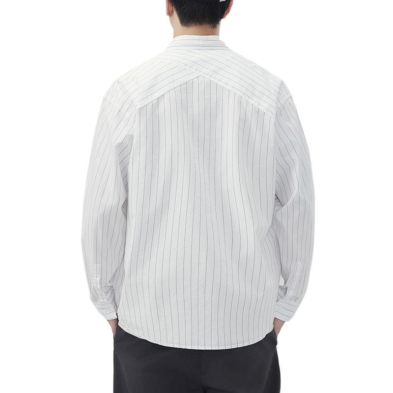 New Japanese Retro Spring Men's Striped Cotton Long-sleeved Shirt American Casual Shirt