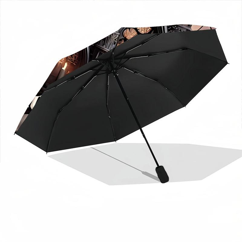 1pc Halloween Castle Moon Automatic Folding Umbrella, Sturdy And Durable Automatic Folding Umbrella with 8 Ribs, Convenient for Outdoor Use142