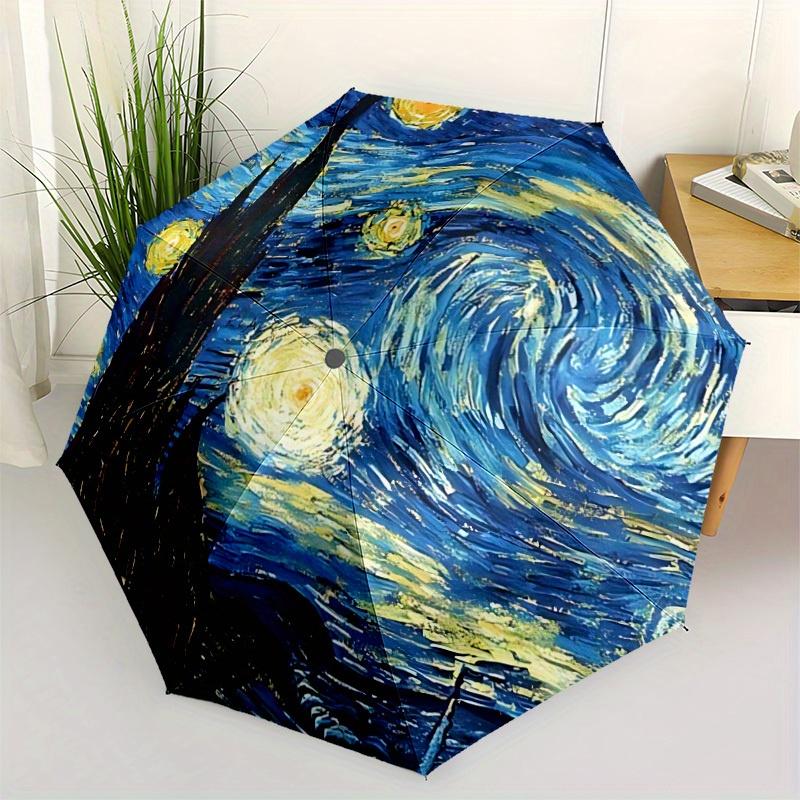 1pc Starry Night Sky, Automatic Open/close Folding Umbrella, Compact Portable Travel Umbrella,Durable Construction Yy250814123