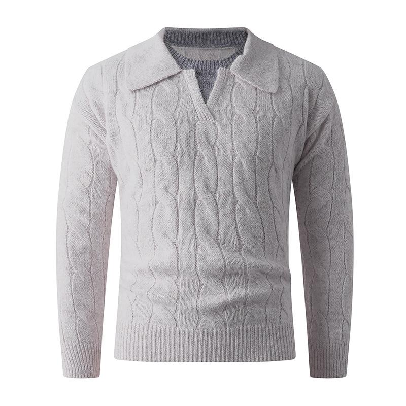 

Men s Green Cable Knit Polo Sweater Collared V-Neck Faux Two-Piece Pullover M белый