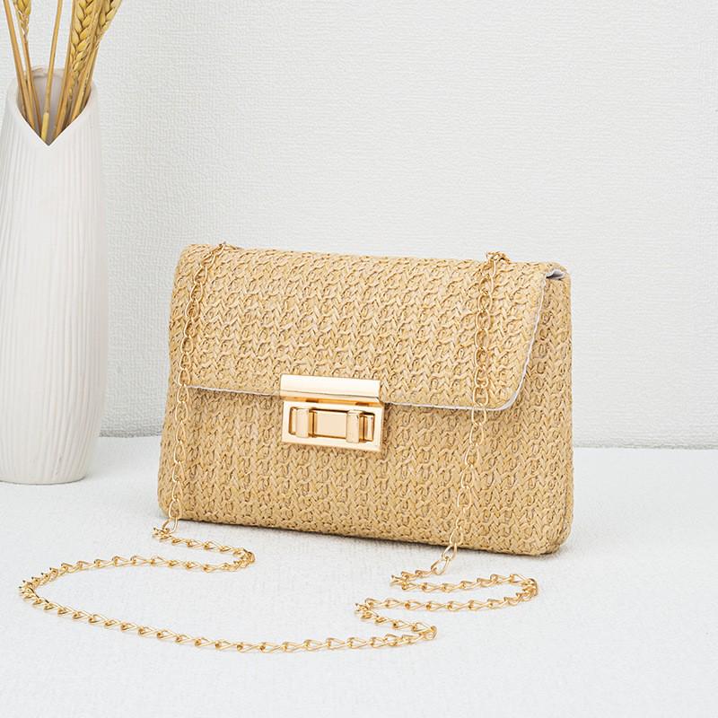 

Универсальная женская плетеная сумка-кроссбоди из соломы с застежкой-пряжкой с двойной головкой в милом стиле 21x5x14 абрикосовый