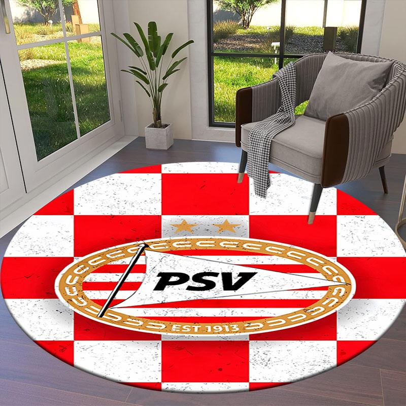 PSV Eindhoven Round Area Rug,Carpet Rug for Living Room Bedroom Sofa Playroom Decor,Non-slip Floor Mat